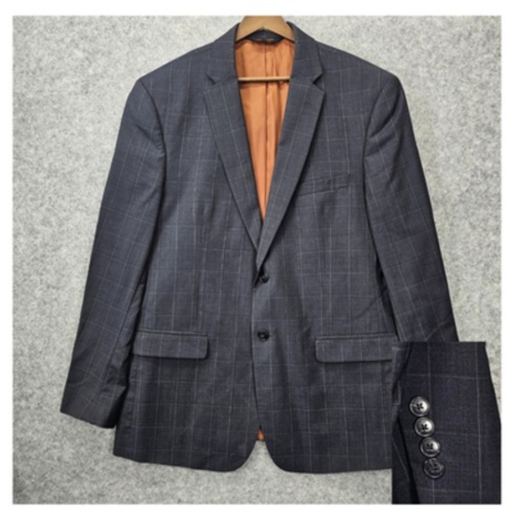 Jos A Bank Sport Coat Men 40R Small Navy Windowpane Slim Wool JOSEPH Suit Blazer